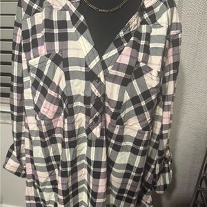 Torrid Black and Pink Plaid Women's Top